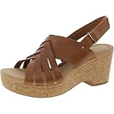 Clarks Womens's Giselle Ivy Wedge Sandal, Tan Leather, 7.5 Medium US