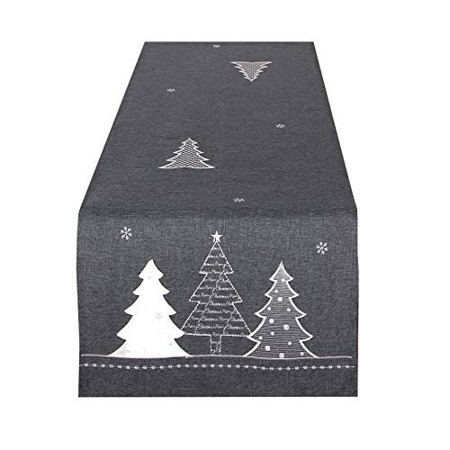 Tischläufer WINTERWALD grau, 40x140 cm, Moderne Tischdecke zu...