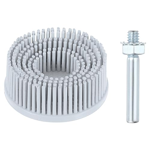 Image of HARFINGTON Bristle Disc 2 inch 120 Grit R-Type Abrasive Brush Coarse Bristle Disc Deburring Electric Disc Brush Attachment with 1 /4 inch Round Shank Abrasive Coating Removal Disc for Metal, Gray