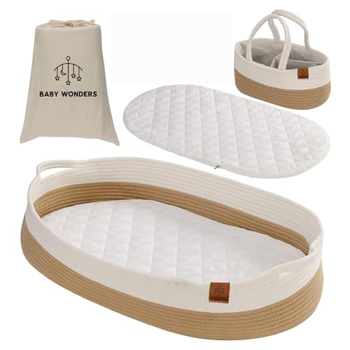Baby Wonders® Cambiador Bebe, Cesta Cambiador Bebe, Cesta Bebe Portatil, Canastilla Cambiador Bebe, Cambiador Bebe Impermeable, Mueble Cambiador Bebe, Canasta Mimbre Cambiador Bebe, Cesta Con Colchón