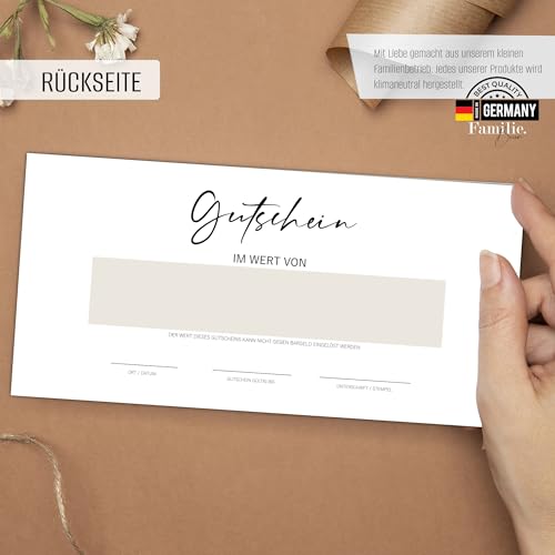 40 Gutscheine zum selber Ausfüllen für die Gastronomie, Restaurant, Kosmetik etc. | Geschenkgutscheine Blanko Gutscheinkarten | Neutral und Edel