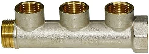 2-Weg Druckluftverteiler, Messing, T-Stück/Y-Verteiler, NW 7.2, 1/4