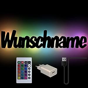 RGB Farbwechsel Name Wand-Nachtlicht mit deinem Namen personalisiert I Led Holz Wand-Lampe für Kinder & Erwachsene mit…