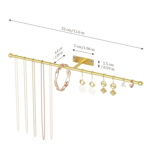 Josmimic Wall Hanging Jewelry Organizer 12.6", Screws Included, Gold 2-Pack | for Earring, Bracelet, Rings, Hairband