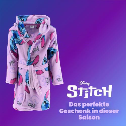 Disney Stitch Mädchen Bademantel, Kinder Hausmantel, Weicher Fleece Morgenmantel, Größen 6 bis 12 Jahre (DE/NL/SE/PL, Alter, 8 Jahre, Regular, Lila)