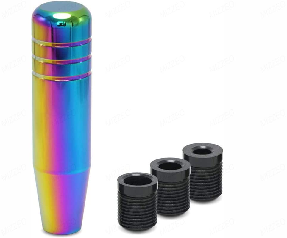 MIZZEO Gear Shift Knob (Design-Mugen Long, Neo Chrome) Universal Gear Lever Shifter Knob with 3 Adapters Compatible with Hyundai i20 Magna/Asta/Sportz (2020-21)
