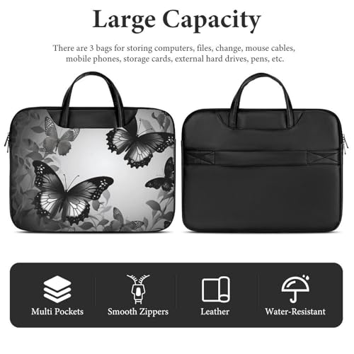 Bolsa para laptop 15.6 pulgadas impermeable cuero negro y gris miniatura 5