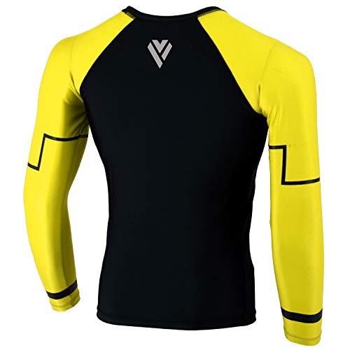 MMA Rash Guard No Gi Jiu Jitsu Fight Shirt (Yellow, M)