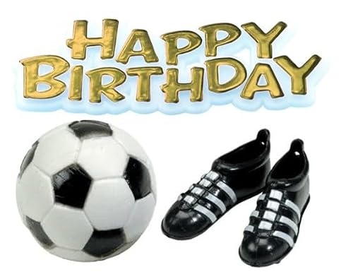 Anniversary House Football, Boots & Happy Birthday Gold Motto Cake Topper Kit, BU045