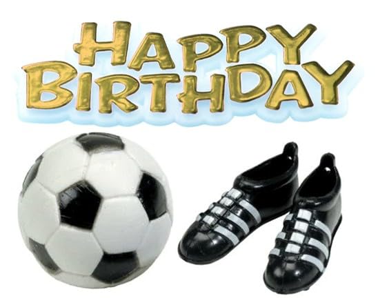 Anniversary House Football Boots & Happy Birthday Gold Motto Cake Topper Kit BU045