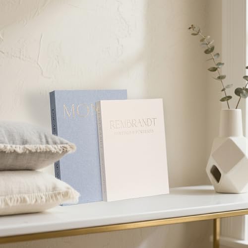 Sinoetron Decorative Faux Books - Set of 2 Linen Boxes - Aesthetic Fake for Modern Home Decoration, Photo Storage and as a Keepsake Box