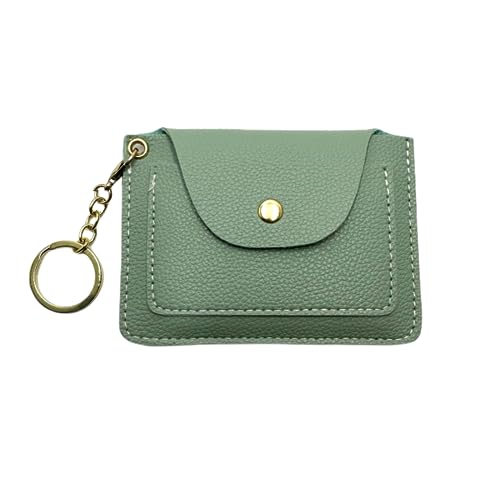 PHILITA Unisex Fashion Leather Coin Purse Credit Card Holder with Keychain (Blue)