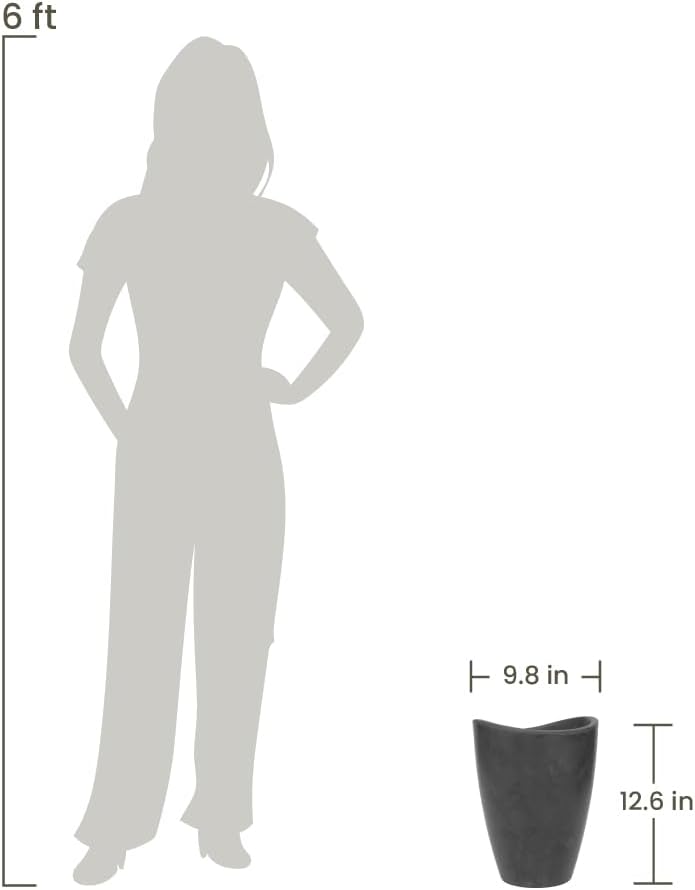 ECOBO 12.6 inches Eco-Friendly Round Pot Planter Onda Indoor/Outdoor use, Durable, Versatile & Lightweight, Designed by Brazilian Artisans, Contemporary All-Weather Design –Black