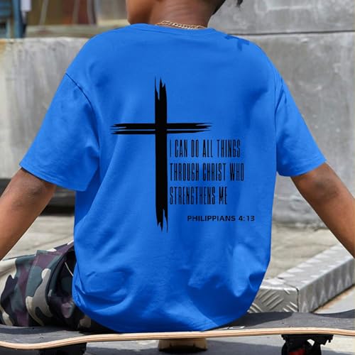Image of KEEVICI Boys Christian Graphic Tees God Jesus Shirts for Kids Cross Faith Bible Verse Inspirational Religious Cotton T Shirt