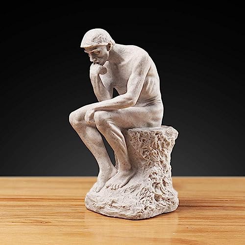 Aendu Creative Thinker Statues Individual Figurine for Living Room Decor H 9.6 Inch (Sandstone) - Unique Sculpture Enhancing Creativity and Inspiration in Home or Office