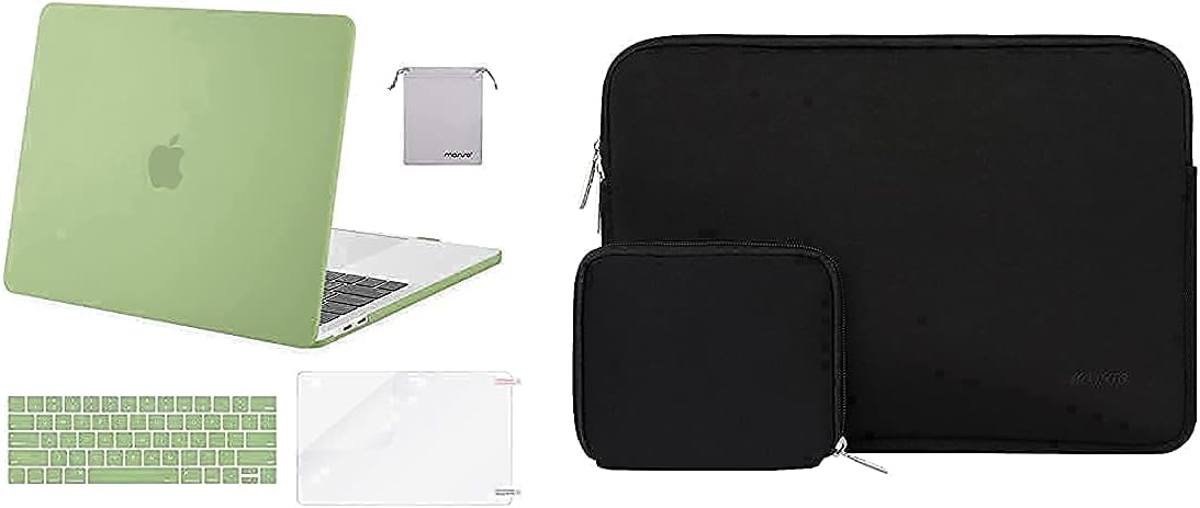 MOSISO Compatible with MacBook Pro 13 inch Case 2016-2020 Release A2338 M1 A2289 A2251 A2159 A1989 A1706 A1708, Hard Shell&Neoprene Bag&Keyboard Skin&Screen Protector&Storage Bag, Avocado Green&Black