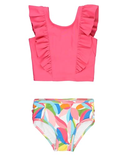 RuffleButts Baby/Toddler Girls Waterfall Tankini Two Piece Swimsuit - Tropical Adventure, 8