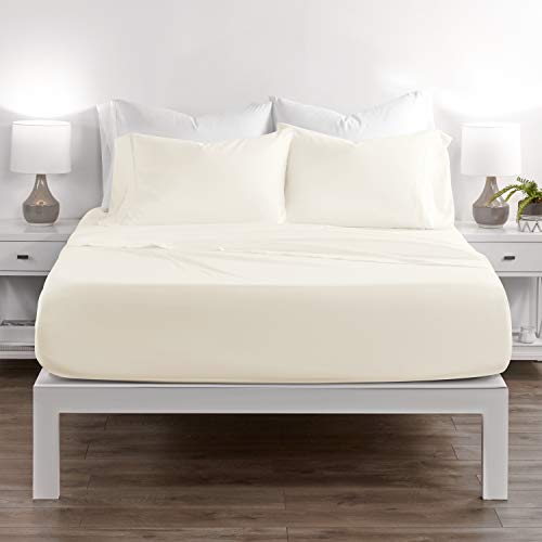 Egyptian Luxury Hotel Collection 4-Piece Bed Sheet Set - Deep Pockets, Wrinkle and Fade Resistant, Sheet and Pillow Case Set - Queen, Cream