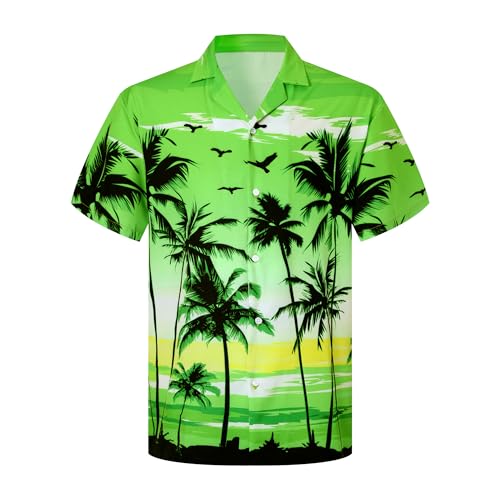 Image of Cromoncent Boy and Men Hawaiian Outfits Short Sleeve Shirts and Shorts Hawaiian Suits Beach Tropical 2 Pcs Vacation Sets