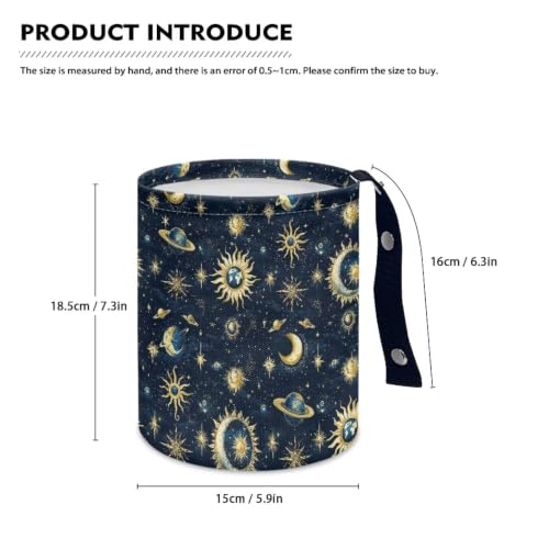 Image of Moon Star Planets Car Trash Can, Cute Car Trash Bag, Hanging Organizer and Storage Bag, Universal Fit for Front Seat, Back Seat, Floor, Headrest