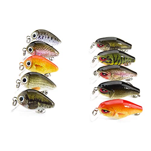 FOVONON Crankbaits Set Lure Fishing Hard Baits Swimbaits Boat Ocean Topwater Lures Kit Fishing Tackle Minnow Vib Set for Trout Bass Perch Fishing Lures with Box (F115)