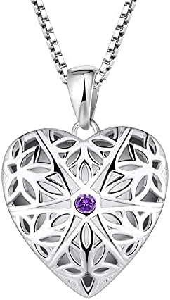FJ Photo Locket Necklace 925 Sterling Silver Picture Memory Locket Pendant Necklace Jewellery Gifts for Women Girls, Heart/Oval/Round/Opal