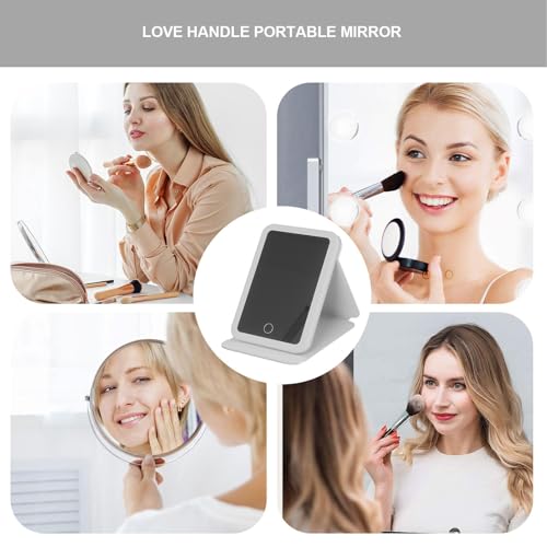 Miroir de voyage éclairé miroir de vanité de table rechargeable LED - 5