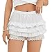 Women's Lolita Bloomers Plush Ruffles Pumpkin Pants Cute Layered Bottom Shorts Victorian Pantloons Kawaii Shorts Pettipants White