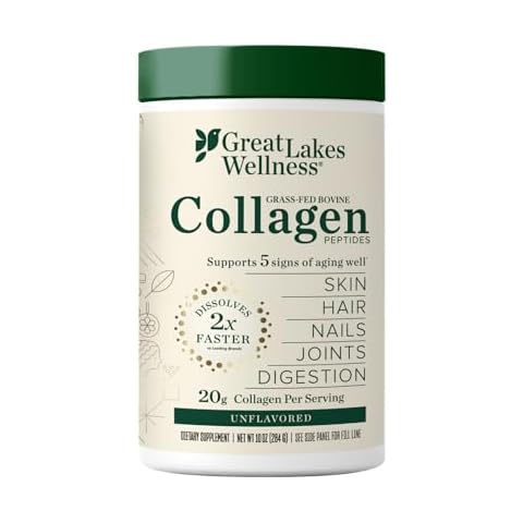 Great Lakes Wellness Collagen Peptides Powder for Skin, Hair, Nails, Joints & Digestion - Unflavored - Quick Dissolve Hydrolyzed, Non-GMO, Keto, Kosher - 10 oz - Packaging May Vary Cover
