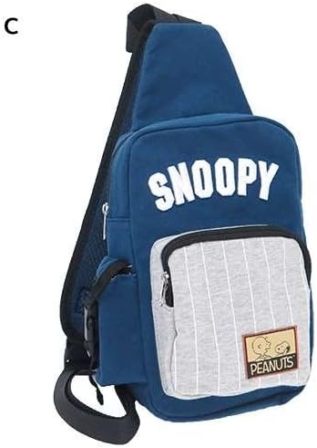 Amazon スヌーピー ボディバッグ ワンショルダーバッグ 盛上げ刺繍 ストライプ ピーナッツ Cネイビー アイプランニング タウンリュック ビジネスリュック