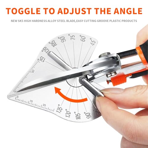 GARTOL Miter Shears- Multifunctional Trunking Shears for Angular Cutting of Moulding and Trim, Adjustable at 45 to 135 Degree, Hand Tools for Cutting Soft Wood, Plastic, PVC, with Replacement Blades