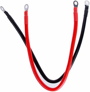 4AWG 24"(2 Foot) Battery Inverter Cables Set 25mm ²,with 3/8"Ring Terminal Battery Inverter Cable Assembly(100A) for car RV Solar ATV Mower Marine Motorcycle - Black+red