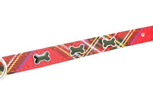 Pet Palace Tartan Scottie Dog Medium Leather Luxury Dog Puppy Collar For Dogs Proud Of Their Heritage Medium Length 45Cm Width 2Cm Thickness 0.4 Fits Neck: 31Cm - 39Cm (12.2-15.3 Inch) #TOP4