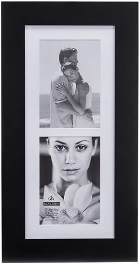 Malden 5x7 2-Opening Matted Collage Picture Frame - Displays Two 5x7 Pictures - Black