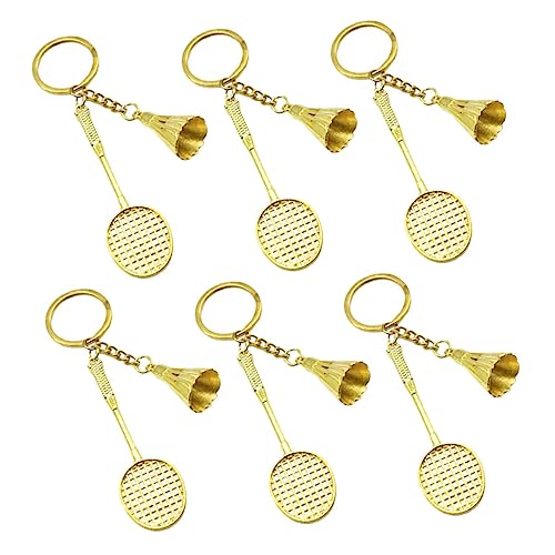 Porte-clés badminton en alliage de zinc doré pour décoration de sac