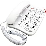 KerLiTar K-P045W Amplified Landline Phones for Seniors with Emergency Large Numbers Corded Phones for Elderly Big Button Picture Phone Corded Speakerphone Wall Desk Telephone