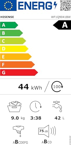 Hisense WF1Q9041BW Waschmaschine mit Dampffunktion / 9KG / 1400 U/Min /15 Programme/Anti-Allergie Programm/Baby-Wäsche/AutoWash/QuickWash 15 min/Daunen/Eco 40-60 °C/Power 49' / EEK: A/Weiß – Bild 17