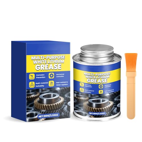 Graisse professionnelle multi-usages blanche au lithium pour machines, chaînes et moteurs | Antirouille, résistante aux hautes températures | 100 g