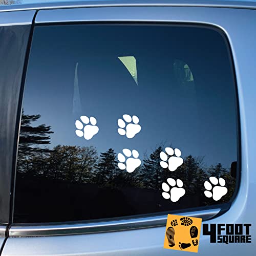 Paw Print Set Of 6 Decals - Sticker Bomb Vinyl Decal For Car Truck, Computer, Anywhere! Premium 6 Year Outdoor Vinyl (White, 1) #TOP3