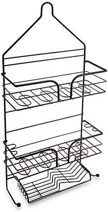 Spa Creations Three-Tier Matte Bronze, Rust-resistant, 100 Percent Steel, Durable, Shower Caddy- Features Two Hooks at the Bottom for Hanging Washcloths or Scrubbers
