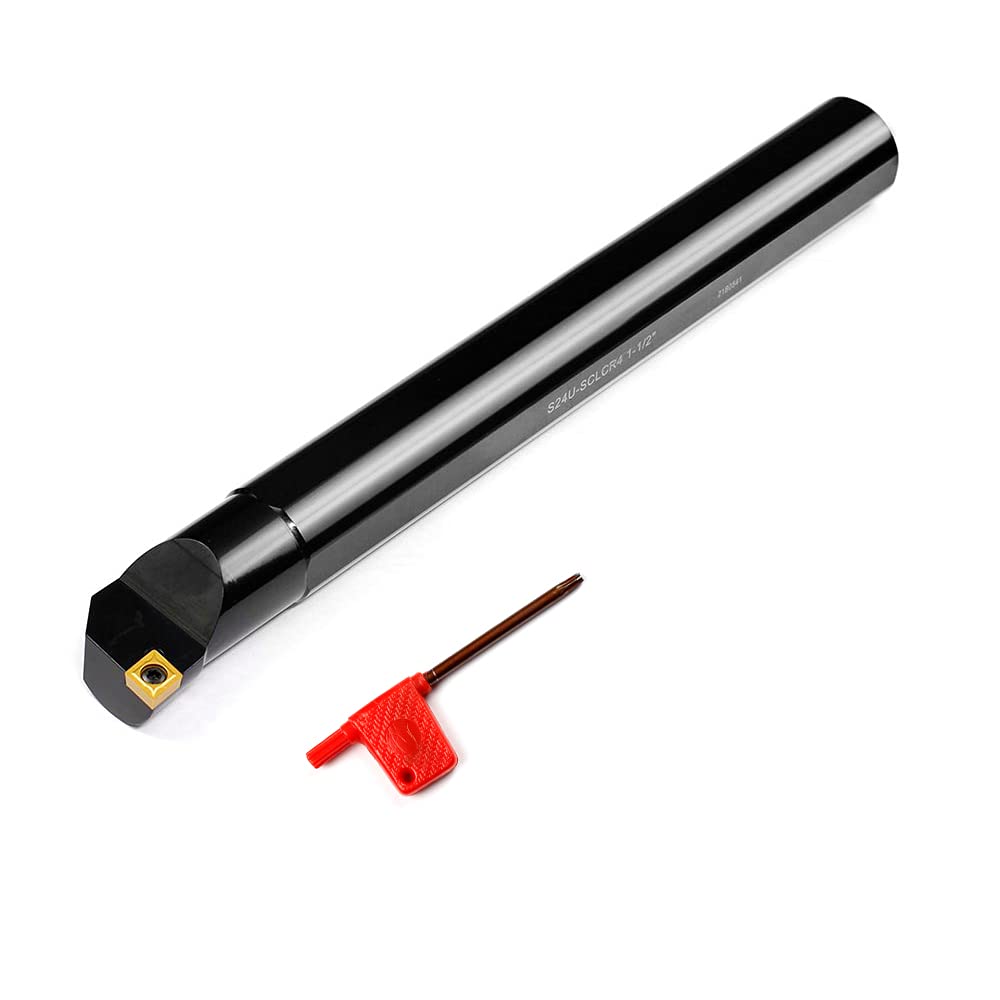 OSCARBIDE 1-1/2"x14" Indexable Boring Bar,1-1/2" Shank, 14" Overall Length, Right-Hand SCLCR, Carbide Insert CCMT432 (CCMT120408), S24U-SCLCR4, 1 Piece