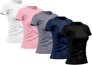Kit 5 Camisetas Feminina Dry Básica Lisa Proteção Solar UV Térmica Camisa Blusa
