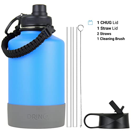 Image of Drinco Stainless Steel Water Bottle Spout Lid Vacuum Insulated Double Wall Water Bottle Wide Mouth Leak Proof Keep Cold Sport Camping Hiking (64oz Royal Blue)