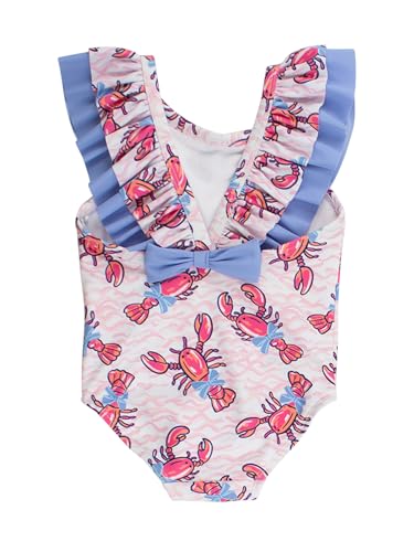 Image of RuffleButts Girls UPF50+ Sun Protection Ruffle V-Back One Piece Swimsuit