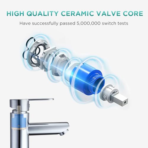 Chrome Bathroom Basin Tap Washroom Hot and Cold Mixer Tap 1 Hole Single Lever Bathroom Sink Faucet with 80CM UK Standard Hoses - Image 5