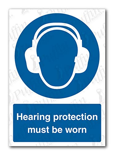 Puffin Plastics Ltd Hearing Protection Must Be Worn Sign (Self Adhesive, A4)