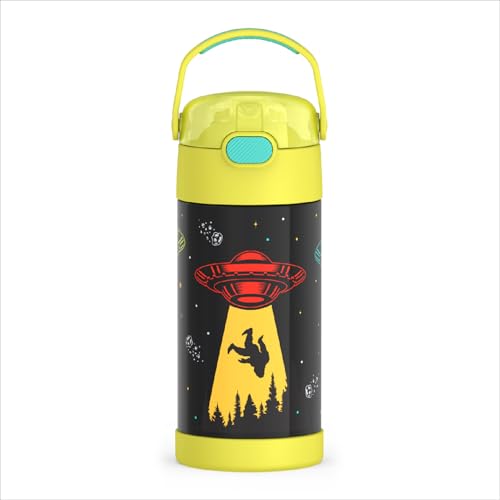 THERMOS FUNTAINER Water Bottle with Straw - 12 Ounce - Kids Stainless Steel Vacuum Insulated Water Bottle with Lid, Out Of This World