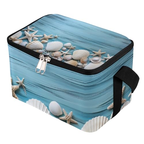 GzLeyigou Lunch Bags for Women Men 9 Cans,Starfish Hot & Cold Food Delivery Bag Insulated Grocery Bag Insulated Lunch Box Starfish Sea Shells Cooler Bag for Office Work Picnic Beach