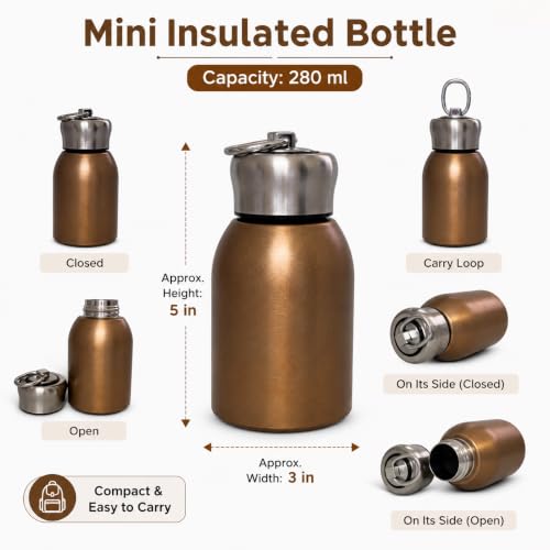 Image of Mini Insulated Stainless Steel Water Bottle 280 ml,Bronze