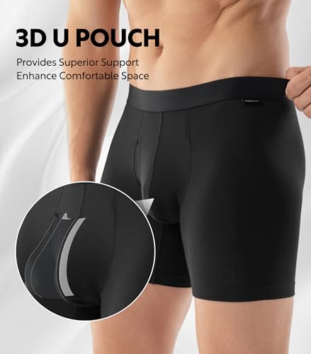 DAVID ARCHY Mens Underwear Boxer Brief With Pouch, Ultra Soft Modal Breathable Moisture-Wicking Underwear For Men 4 Pack4